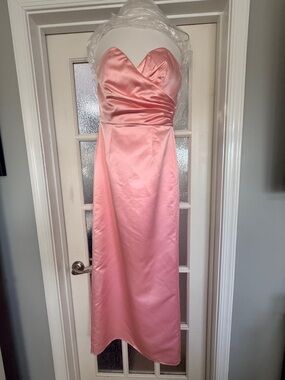 Lulu's Strapless Pink Satin Sweetheart Gown Midi